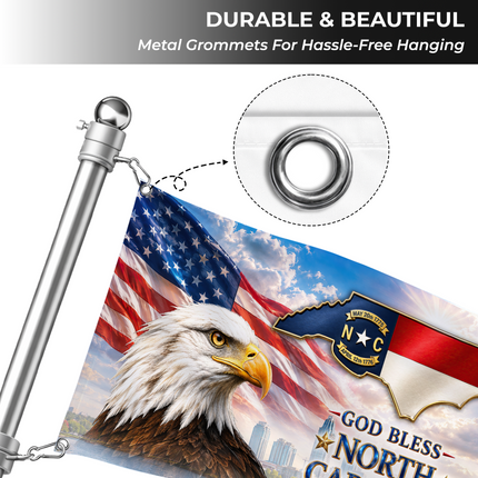 North Carolina Grommet Flag God Bless State Eagle American Pride