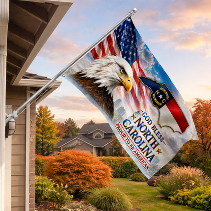 North Carolina Grommet Flag God Bless State Eagle American Pride