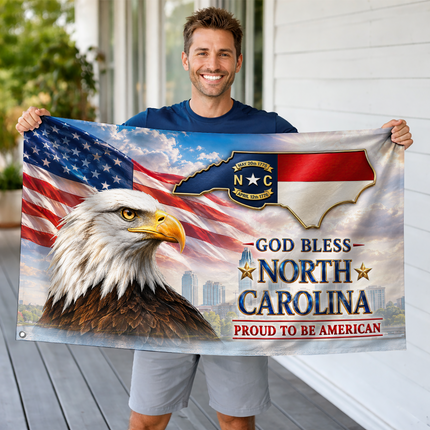 North Carolina Grommet Flag God Bless State Eagle American Pride