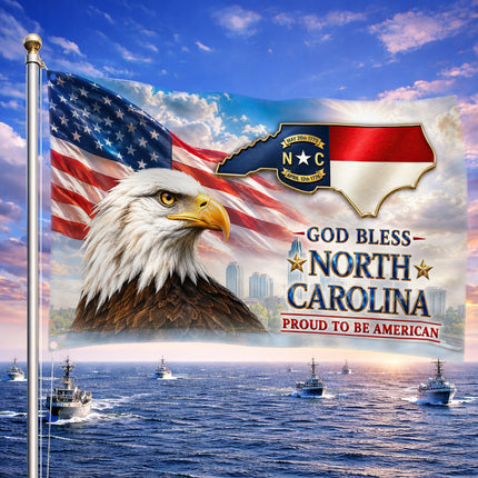 North Carolina Grommet Flag God Bless State Eagle American Pride