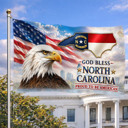 North Carolina Grommet Flag God Bless State Eagle American Pride