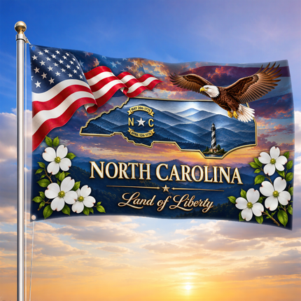 North Carolina Grommet Flag Land of Liberty Eagle Dogwood