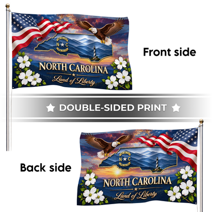 North Carolina Grommet Flag Land of Liberty Eagle Dogwood
