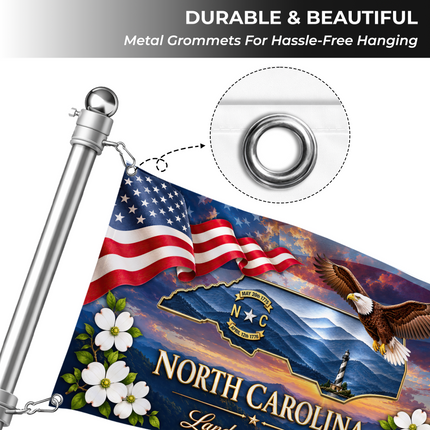 North Carolina Grommet Flag Land of Liberty Eagle Dogwood