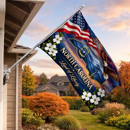 North Carolina Grommet Flag Land of Liberty Eagle Dogwood