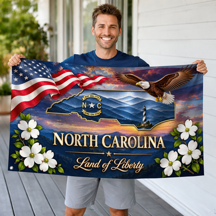 North Carolina Grommet Flag Land of Liberty Eagle Dogwood