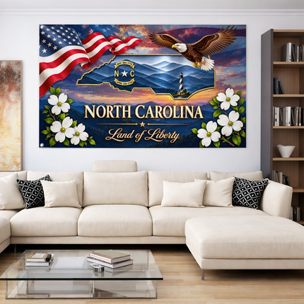 North Carolina Grommet Flag Land of Liberty Eagle Dogwood