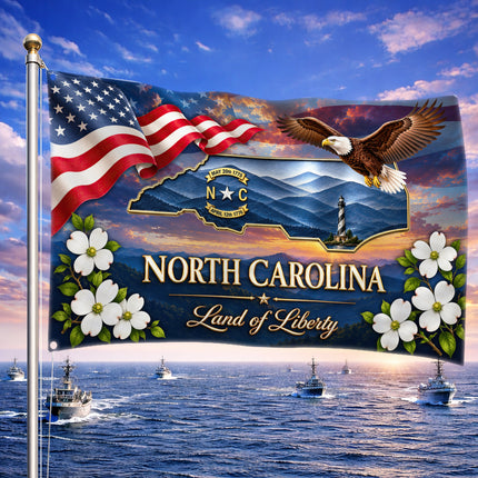 North Carolina Grommet Flag Land of Liberty Eagle Dogwood