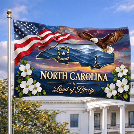 North Carolina Grommet Flag Land of Liberty Eagle Dogwood