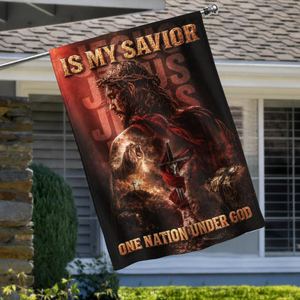 Jesus Is My Savior God Warrior Lion Flag