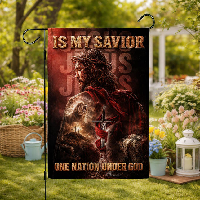 Jesus Is My Savior God Warrior Lion Flag