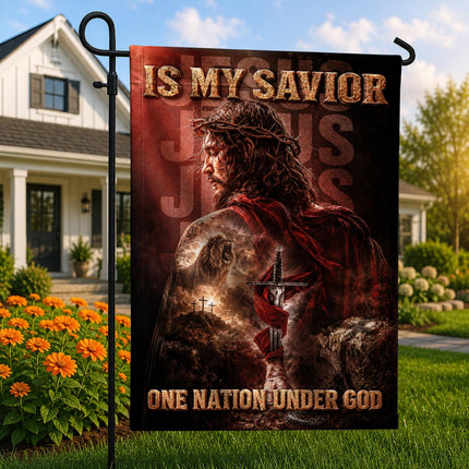 Jesus Is My Savior God Warrior Lion Flag