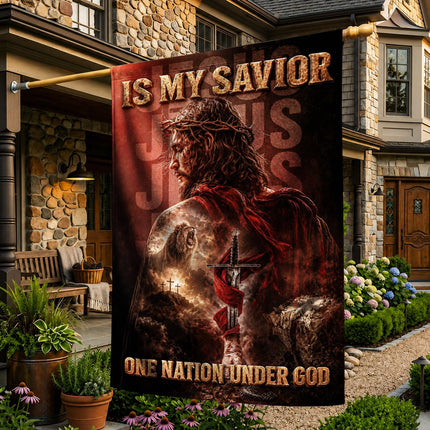 Jesus Is My Savior God Warrior Lion Flag