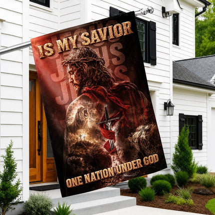 Jesus Is My Savior God Warrior Lion Flag
