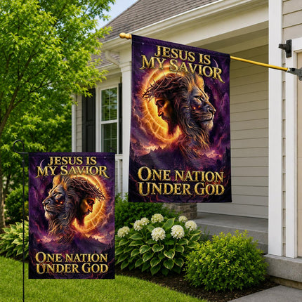 Jesus Is My Savior God Cosmic Lion Flag