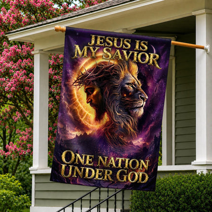Jesus Is My Savior God Cosmic Lion Flag