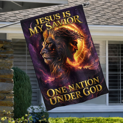 SP-01 Jesus Christ One Nation Under God Lion Garden Flag Patriotic Celebrations