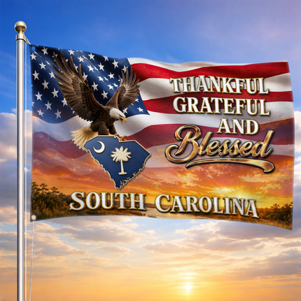 South Carolina Grommet Flag Thankful Grateful Blessed Eagle