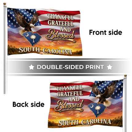 South Carolina Grommet Flag Thankful Grateful Blessed Eagle