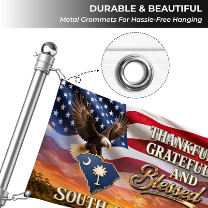 South Carolina Grommet Flag Thankful Grateful Blessed Eagle