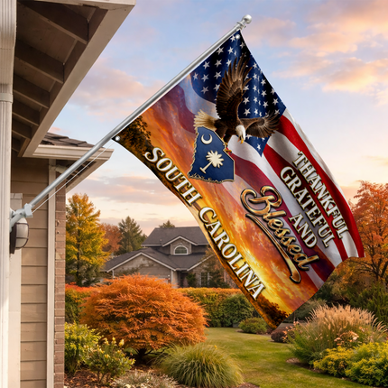 South Carolina Grommet Flag Thankful Grateful Blessed Eagle