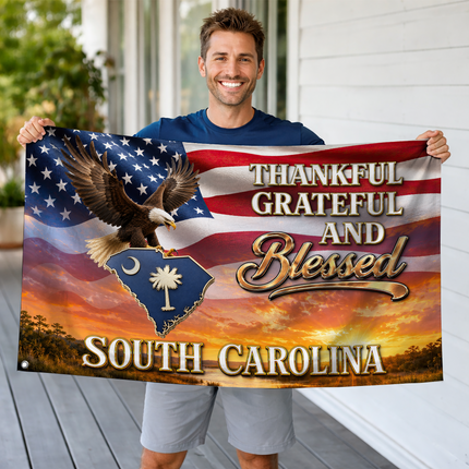 South Carolina Grommet Flag Thankful Grateful Blessed Eagle