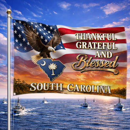 South Carolina Grommet Flag Thankful Grateful Blessed Eagle