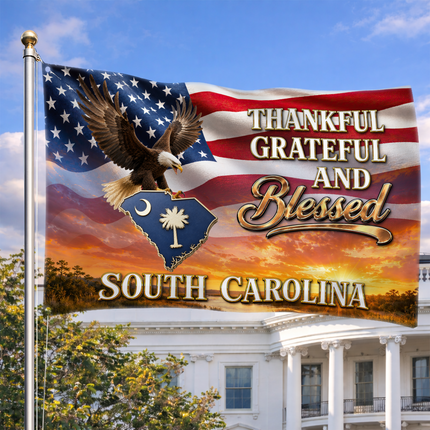 South Carolina Grommet Flag Thankful Grateful Blessed Eagle