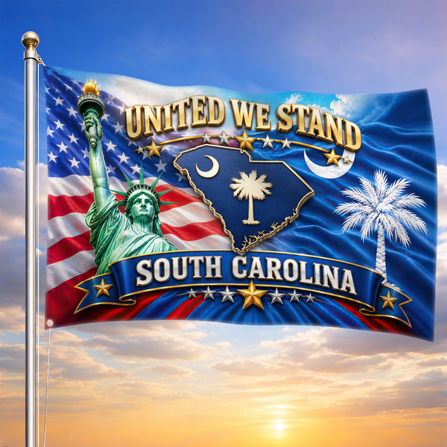 South Carolina Grommet Flag United We Stand Liberty Palmetto