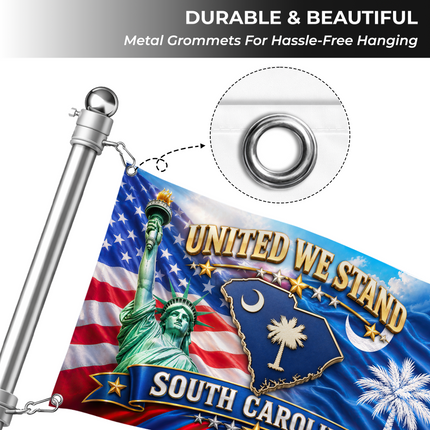 South Carolina Grommet Flag United We Stand Liberty Palmetto