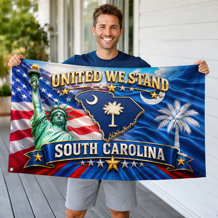 South Carolina Grommet Flag United We Stand Liberty Palmetto