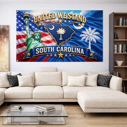 South Carolina Grommet Flag United We Stand Liberty Palmetto