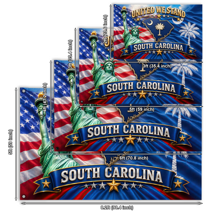 South Carolina Grommet Flag United We Stand Liberty Palmetto