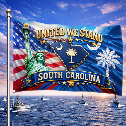 South Carolina Grommet Flag United We Stand Liberty Palmetto