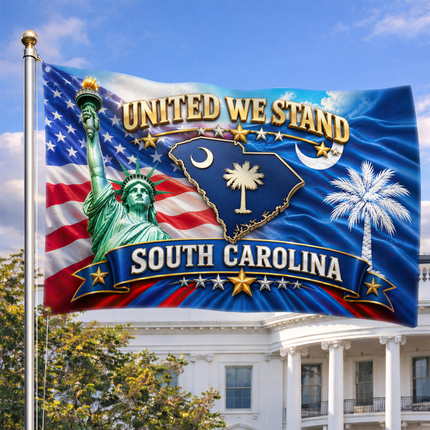 South Carolina Grommet Flag United We Stand Liberty Palmetto
