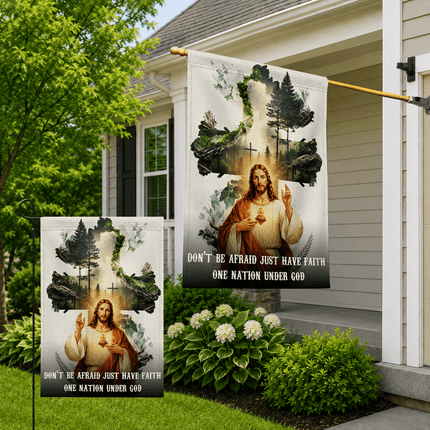 Don't Be Afraid Just Have Faith Sacred Heart Forest Flag