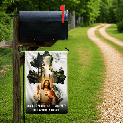 Don't Be Afraid Just Have Faith Sacred Heart Forest Flag