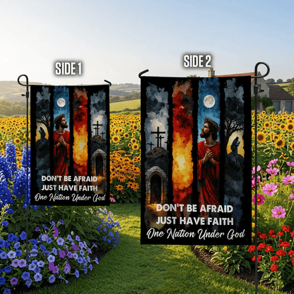 Don't Be Afraid Just Have Faith Watercolor Jesus One Nation Under God Flag