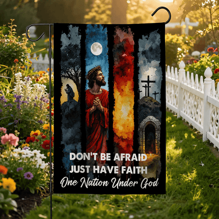 Don't Be Afraid Just Have Faith Watercolor Jesus One Nation Under God Flag