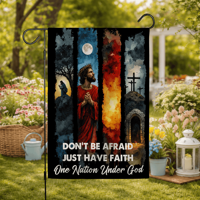 Don't Be Afraid Just Have Faith Watercolor Jesus One Nation Under God Flag