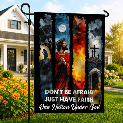 Don't Be Afraid Just Have Faith Watercolor Jesus One Nation Under God Flag