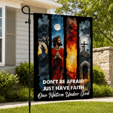 Don't Be Afraid Just Have Faith Watercolor Jesus One Nation Under God Flag