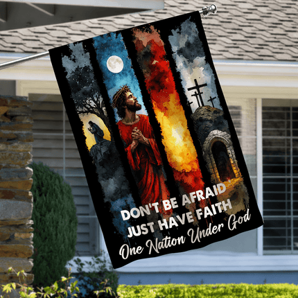 Don't Be Afraid Just Have Faith Watercolor Jesus One Nation Under God Flag