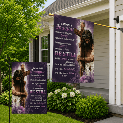I Can Only Imagine Purple Jesus Cross God Worship Flag