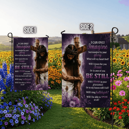 I Can Only Imagine Purple Jesus Cross God Worship Flag