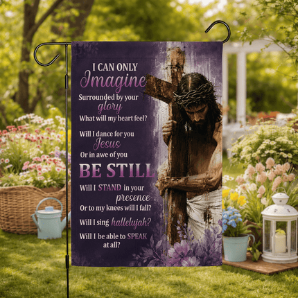 I Can Only Imagine Purple Jesus Cross God Worship Flag