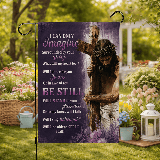 I Can Only Imagine Purple Jesus Cross God Worship Flag