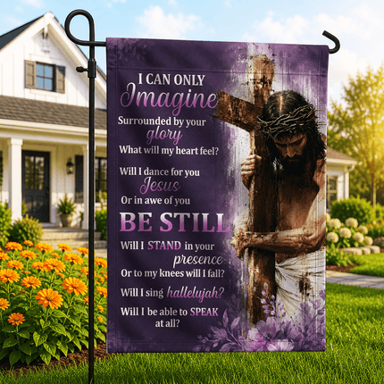 I Can Only Imagine Purple Jesus Cross God Worship Flag