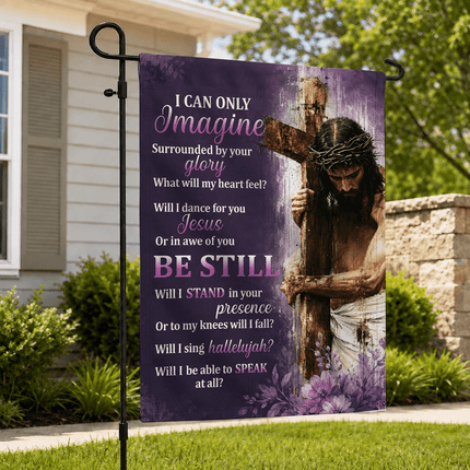 I Can Only Imagine Purple Jesus Cross God Worship Flag