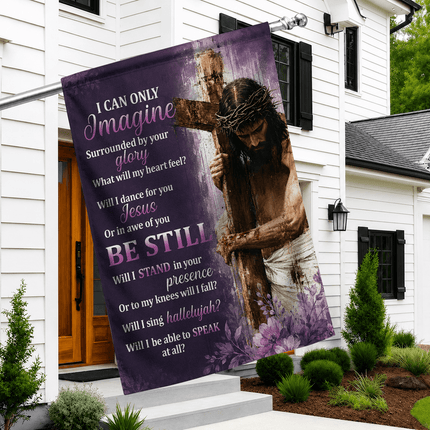 I Can Only Imagine Purple Jesus Cross God Worship Flag